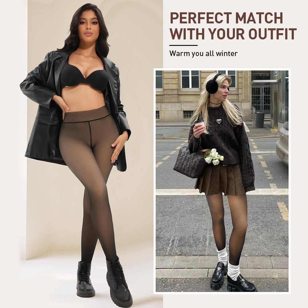 Fleece Lined Tights One-Lined Seams both front and back