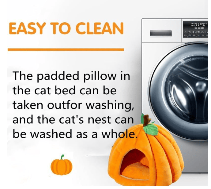 Cat Beds for Indoor Cats, Pumpkin Cat House,Cute Pumpkin Shape Cat Cave Bed Cat Tent with Removable Cushion, Warm Cave Nest Sleeping Bed Puppy House for Cats Small Dogs