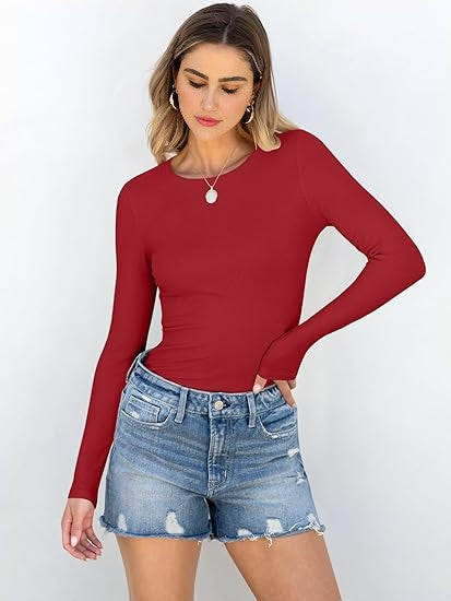 Women's Ribbed Long Sleeve Basic Tee