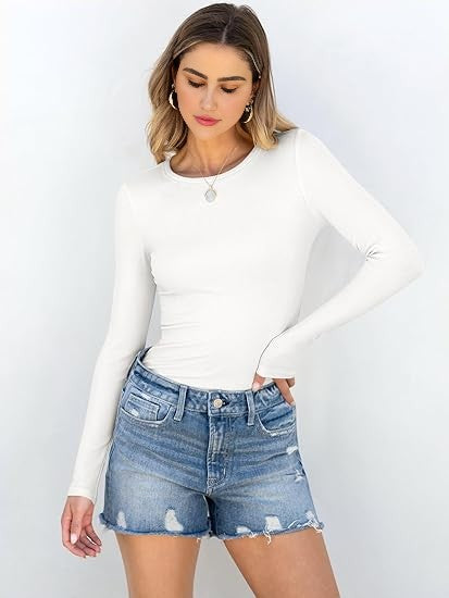Women's Ribbed Long Sleeve Basic Tee