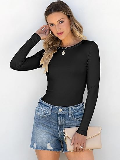 Women's Ribbed Long Sleeve Basic Tee