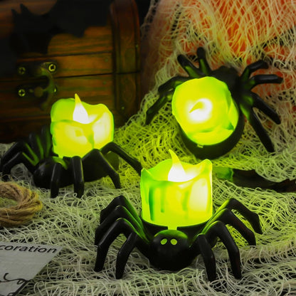🏆2025 Halloween Hot Sale⚡🎃Halloween LED Pumpkin Lamp with Creepy Spider - Flameless Flickering Candle Light for Home Decor🕷️