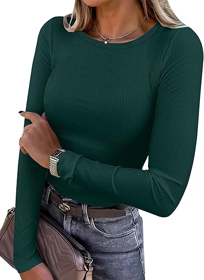 Women's Ribbed Long Sleeve Basic Tee