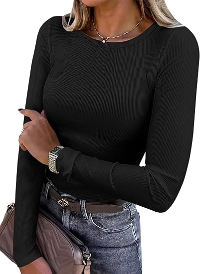 Women's Ribbed Long Sleeve Basic Tee