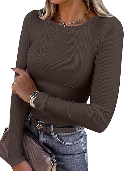 Women's Ribbed Long Sleeve Basic Tee