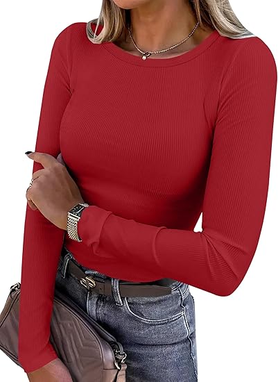 Women's Ribbed Long Sleeve Basic Tee