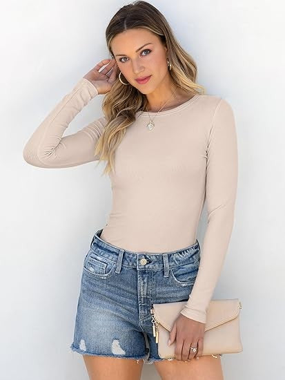 Women's Ribbed Long Sleeve Basic Tee
