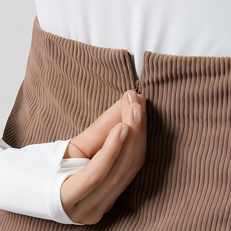 2-in-1 High-Waisted Corduroy A-Line Skirt