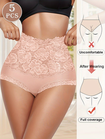 High Waist Cotton Panties – Soft, Breathable & Flattering Lace Briefs