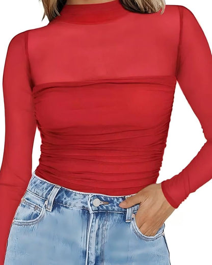 Women Long Sleeve Bodysuit Turtle Neck Shapewear
