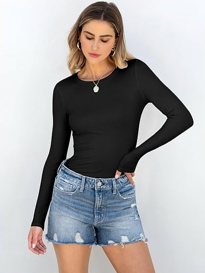 Women's Ribbed Long Sleeve Basic Tee