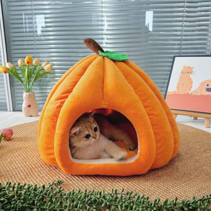 Cat Beds for Indoor Cats, Pumpkin Cat House,Cute Pumpkin Shape Cat Cave Bed Cat Tent with Removable Cushion, Warm Cave Nest Sleeping Bed Puppy House for Cats Small Dogs