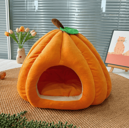 Cat Beds for Indoor Cats, Pumpkin Cat House,Cute Pumpkin Shape Cat Cave Bed Cat Tent with Removable Cushion, Warm Cave Nest Sleeping Bed Puppy House for Cats Small Dogs