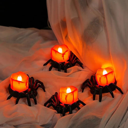 🏆2025 Halloween Hot Sale⚡🎃Halloween LED Pumpkin Lamp with Creepy Spider - Flameless Flickering Candle Light for Home Decor🕷️